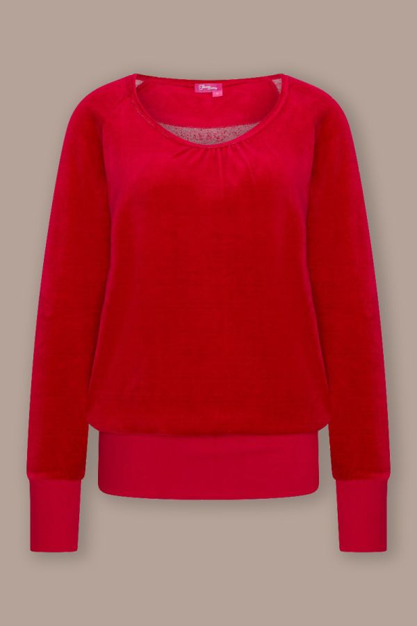 Raglan Sweater Velvet Red