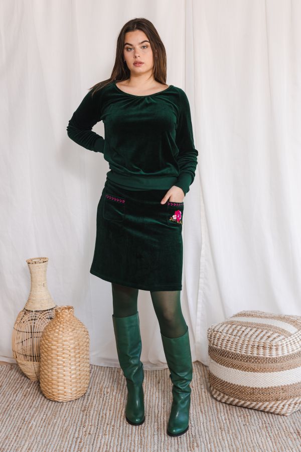 Raglan Sweater Velvet Green