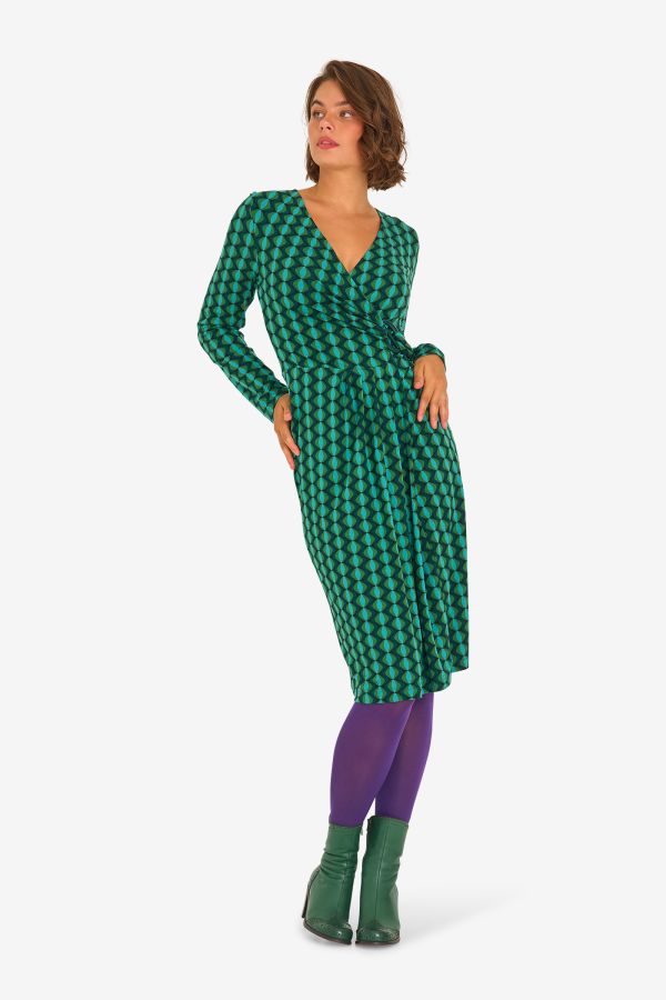 Janet Dress Geo Mod Green